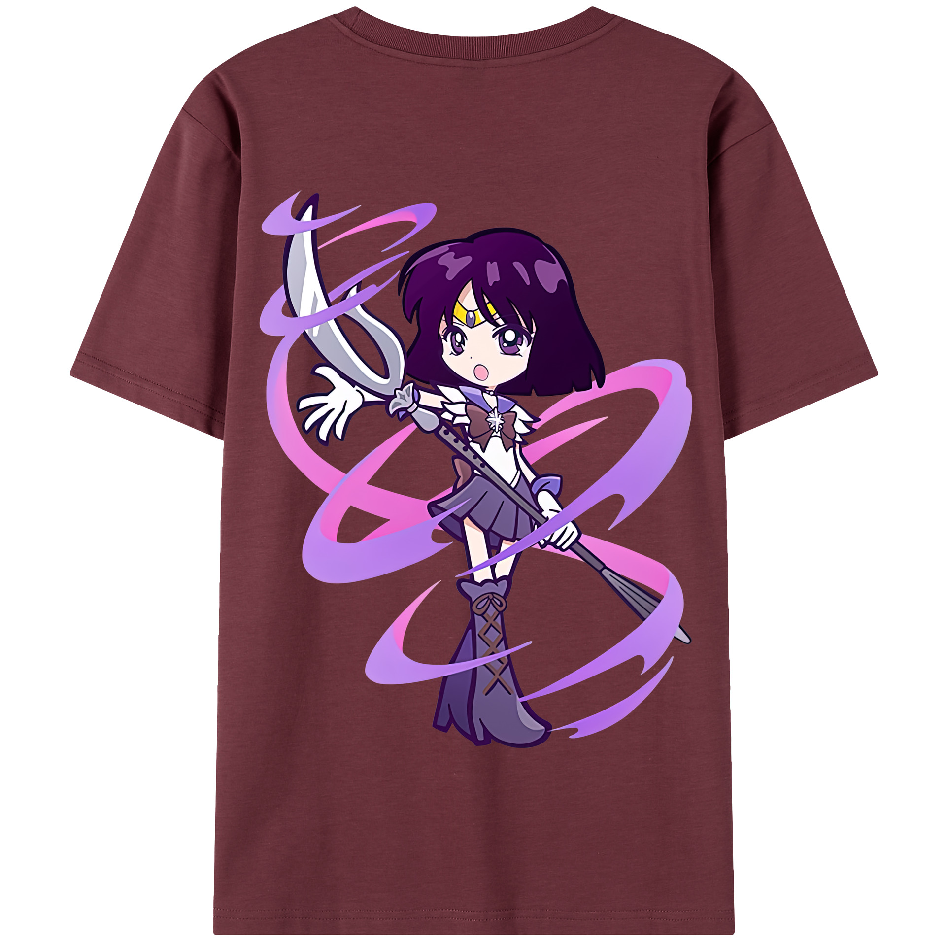 （画像用） 美少女戦士セーラームーン 土萠ほたる Sailor Moon Tomoe Hotaru （セーラーサターン；Sailor Saturn） 綿100％半袖Tシャツ（背面プリント）
